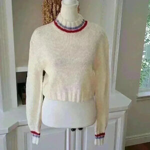 Derek Heart Mock Neck Long Sleeve Crop Top Sweater - Size: S (Juniors)